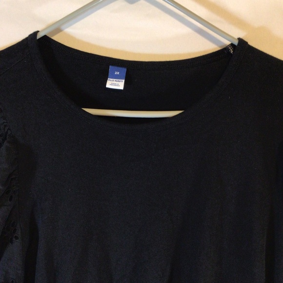 Old Navy Women’s 2X Black Puff Sleeve Top Eyelet Balloon Sleeve Boho Cottagecore - Picture 3 of 7